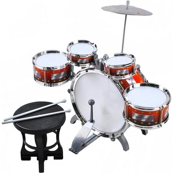 KRUZZEL Kinderschlagzeug Schlagzeug für Kinder XL Bass 4 Trommeln Becken Hocker Drumsticks