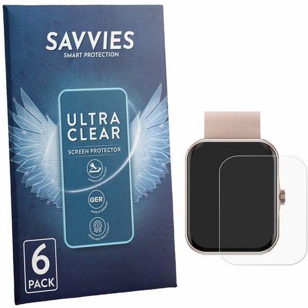 Savvies Displayschutzfolie Schutzfolie für Mutoy Smartwatch 1.83", 6 Stück, Displayschutz Schutz Folie Klar Transparent