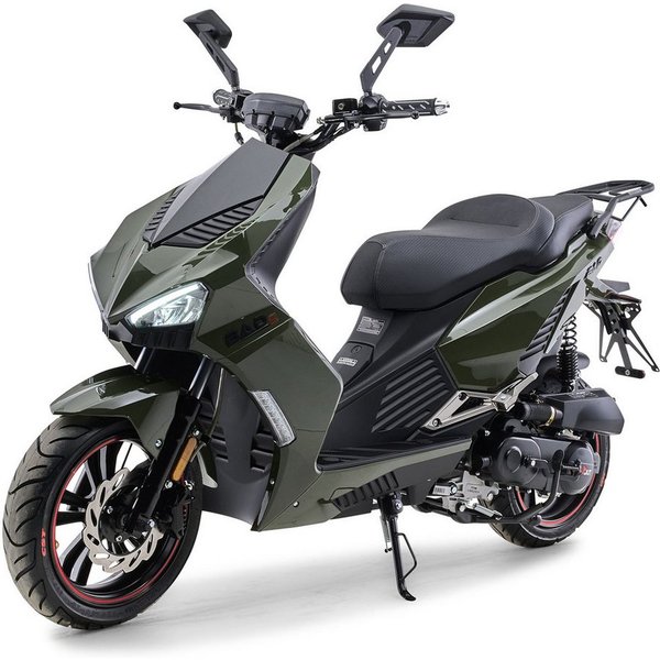 Burnout Motorroller BAD s Grün, 50 ccm, 45 km/h, Euro 5, Keyless-Go, Alarmanlage, LED-Beleuchtung