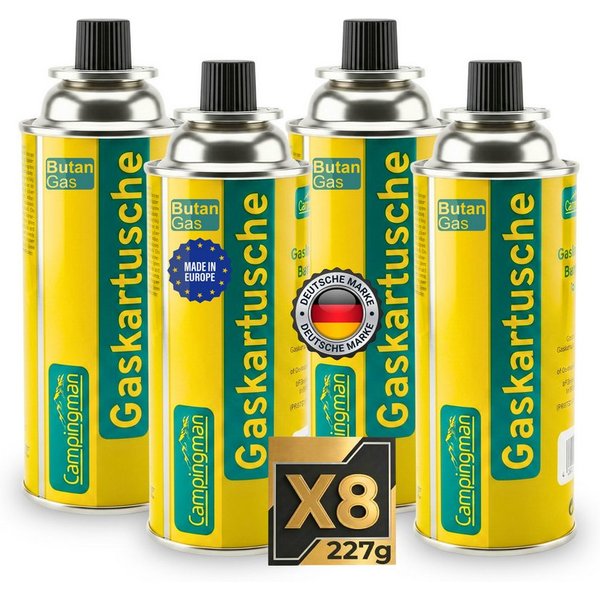 Campingman Gaskartusche Gaskartuschen 227g MSF-1A im –Unkrautbrenner & Gasgeräte, 4 St., Butangas Kartusche mit Ventil für Campingkocher
