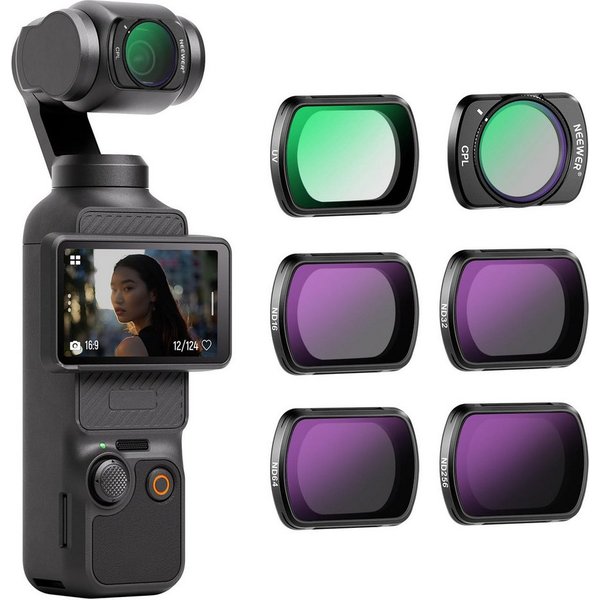 Neewer 6er Pack Magnetisches Filter Set für DJI Osmo Pocket 3 / Pocket 4 Foto-Filter-Sets (CPL+UV+ND16+ND32+ND64+ND256 HD Linse Filter Sets)