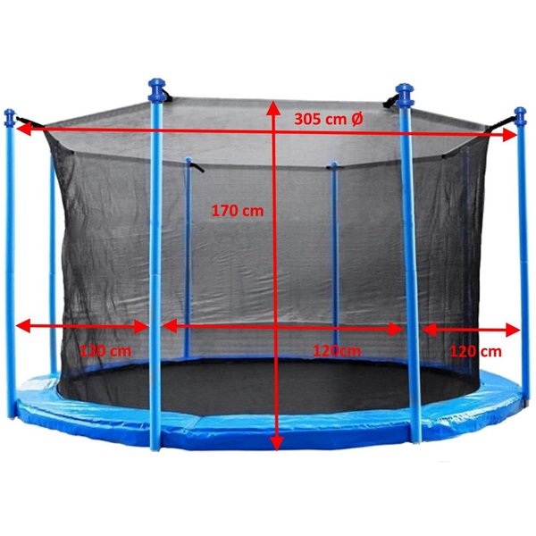 walexo Gartentrampolin Trampolin Innenliegendes Sicherheitsnetz für 6- oder 8 Stangensysteme, Ø 305 cm, (8 tlg)