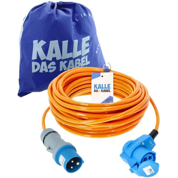 KALLE DAS KABEL Kalle Verlängerungskabel CEE 230V16A 2,5 Winkel Signal Orange IP44 30m Verlängerungskabel, CEE 230V, 16A, CEE Winkelkupplung 230V, 16A mit rücks