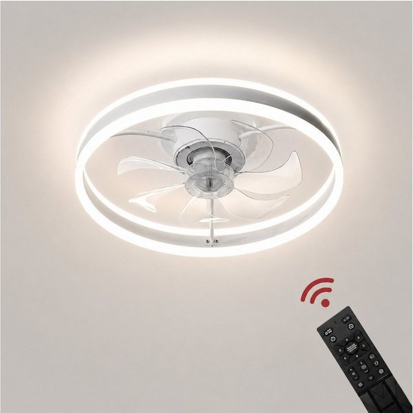 Euroton Deckenventilator Deckenventilator LED Beleuchtung Deckenlampe Fernbedienung, 20 cm Durchmesser