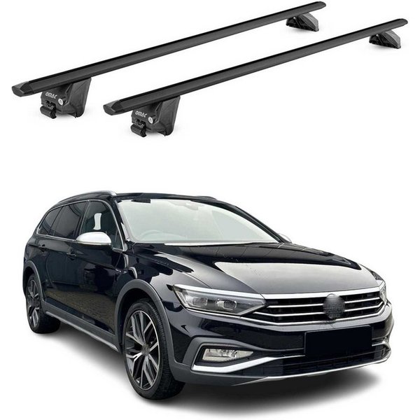 OMAC Dachträger Gepäckträger für VW Passat Alltrack SW B8 2015-2025 Alu Schwarz ABE (2-St), Wasserbeständig,Abnehmbar,Multifunktional,Leichtgewichtig