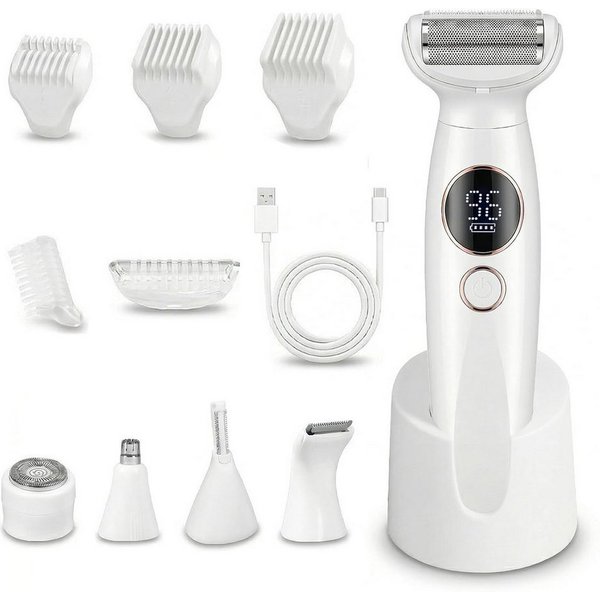 Vivitar Elektrorasierer 5-in-1 für Damen für Intimbereiche, Bikinizone, Gesicht und Körper, wasserdicht nach IPX7, Nass- und Trockenrasierer, über USB aufladbar