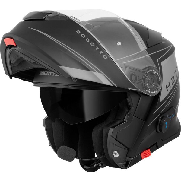 Bogotto Motorradhelm H271 BT Taog Bluetooth Klapphelm, Integriertes Kommunikationssystem,geeignet Für Brillenträger,hera
