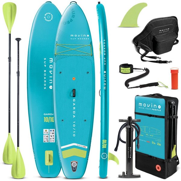 Movino SUP-Board MOVINO GARDA 2in1 Set geschweißte Kanten Traglast 150 kg, All-Round, (Board, Rucksack, Pumpe, Leine, Finne, Paddel, Kajaksitz, Reparaturset)