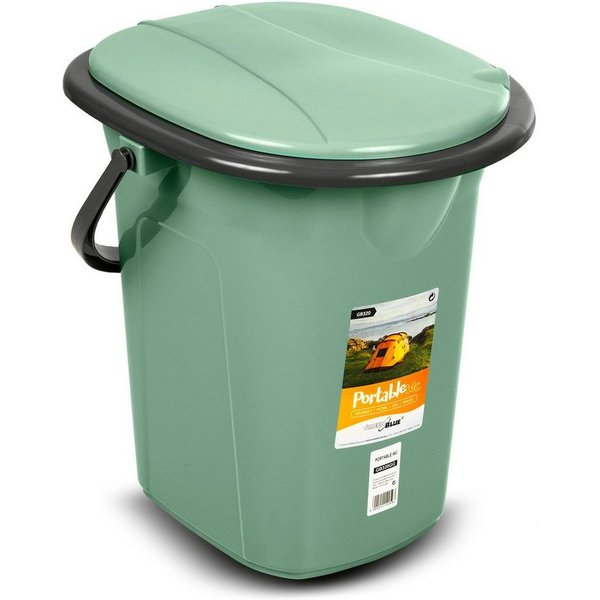 GreenBlue Campingtoilette GB320 Tragbarer Toiletten-Eimer mit Tragegriff 19L, Toilettenpapierhalter, Auskipp-Hilfe für Camping, Wohnwagen, Boot