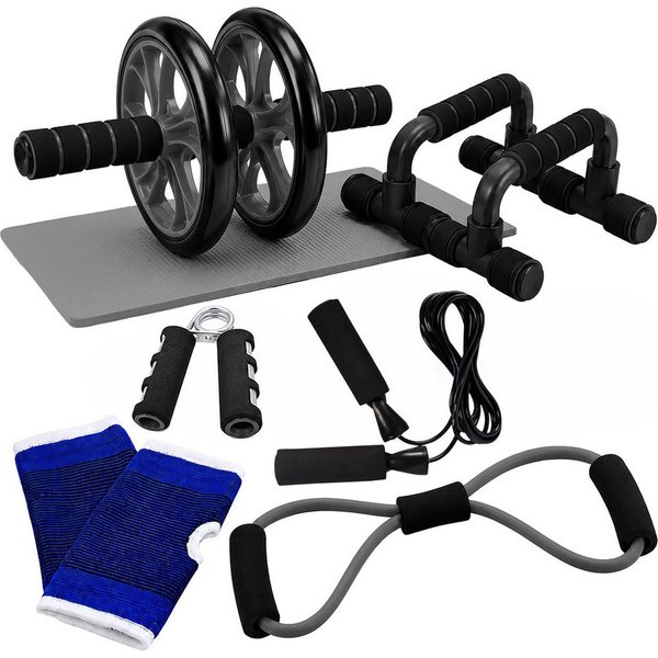 relaxdays AB-Roller 9-teiliges Fitness Set (9-St), schwarz