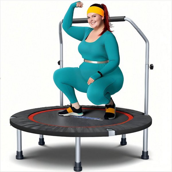POPOLIC Fitnesstrampolin 121cm Stummes faltbares Trampolin,Übungs Fitness Trampolin, (1 tlg., für Kinder Erwachsene Innen-/Garten -Training Maxe Ladung 400 lbs)