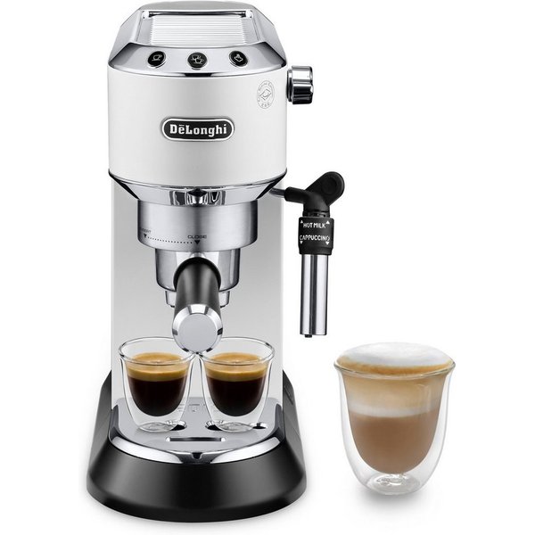 De'Longhi Espressomaschine Dedica Style EC685.W - Espresso & Doppio, mit Milchschaumdüse, Nur 15 cm breit, für E.S.E Pads geeignet, 1L, inkl. Milchschaumdüse