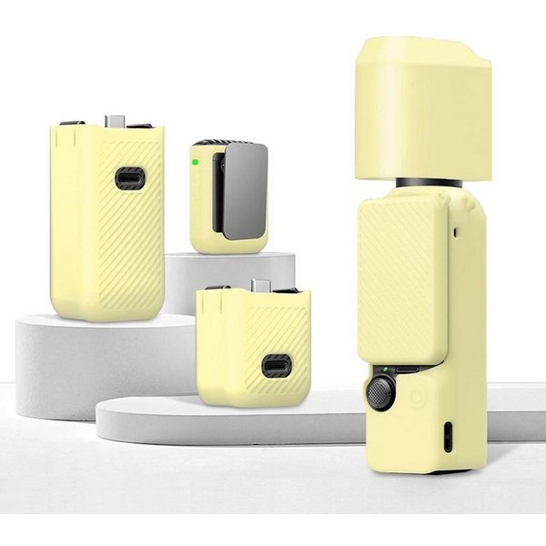 Wigento Für DJI OSMO Pocket 3 6-in-1 Silikon TPU Schutzset Cover Gelb Zubehör Drohne