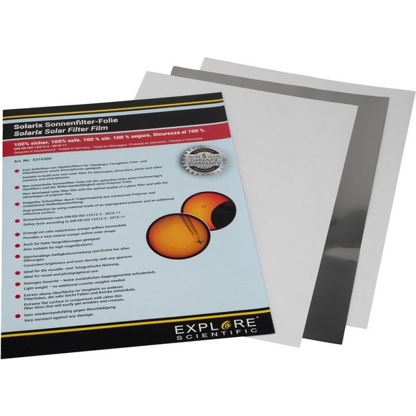 EXPLORE SCIENTIFIC Teleskop EXPLORE SCIENTIFIC Solarix Sonnenfilterfolie A4