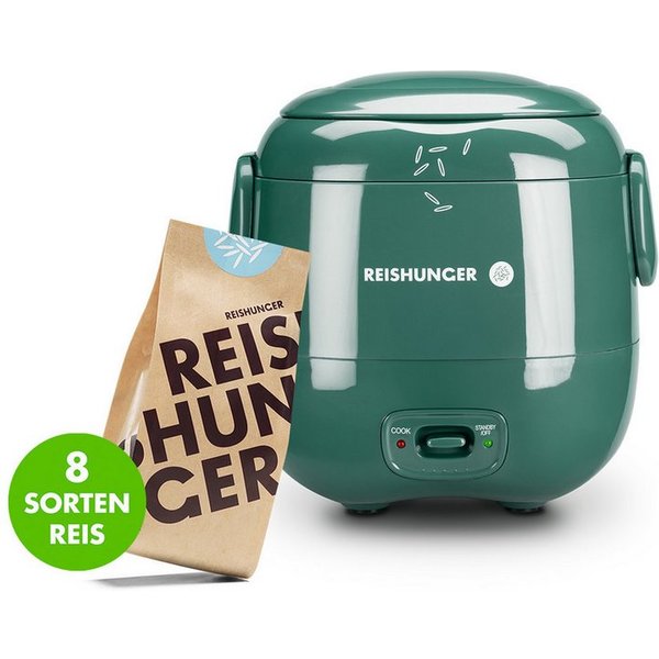Reishunger Reiskocher Mini Modell – 0,3 L – 1-2 Portionen – Starter Set mit 8 Reissorten