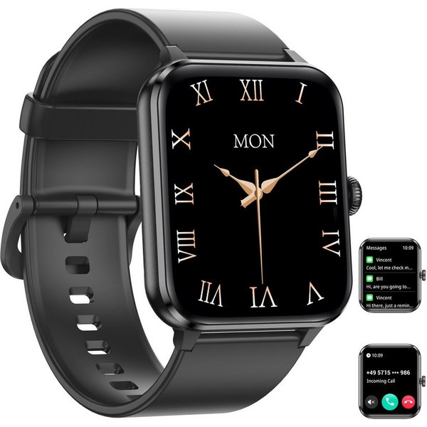 IOWODO Smartwatch Damen Herren 2026,350mAh (6 Tage), 1,85" HD,Bluetooth Anruf Smartwatch (1.85 Zoll, IOS/Android) Smartwatch Damen Herren,Smart Watch für Androi