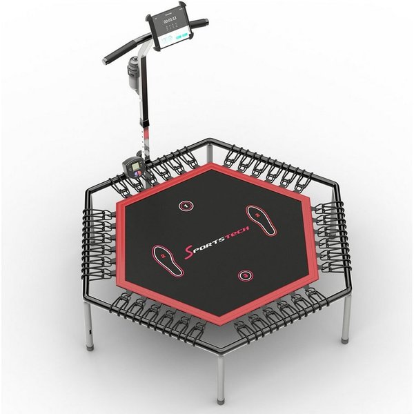 Sportstech Fitnesstrampolin HTX100, Handyhalterung, Gummibandfederung, Höhenverstellbare Griffe