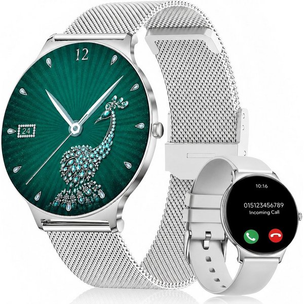 SWGOTA 2026 Smartwatch Damen Ultradünn mit 1,56" AMOLED und 20 Tage Akku Smartwatch IP68+5ATM Fitnessuhr mit 150+ Sportmodi und Bluetooth-Anruf, sowie SpO2-, Wh