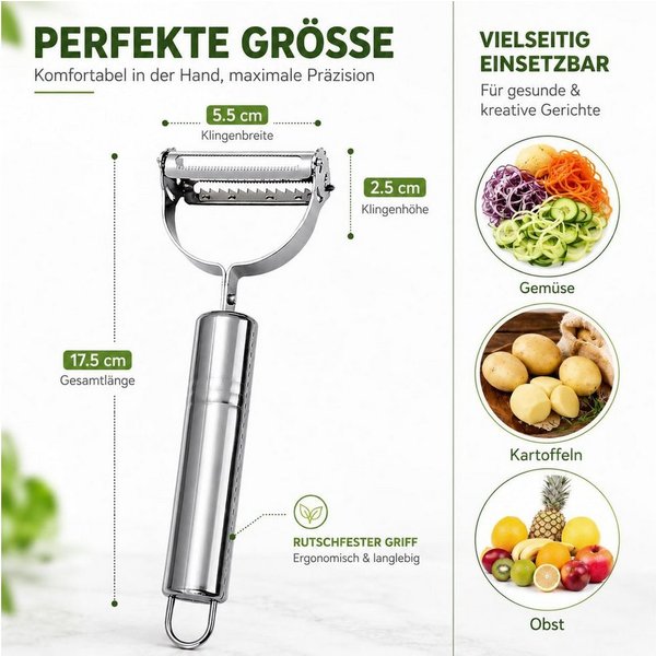 FELIXLEO Gemüseschneider 3 in 1 Sparschäler Julienneschneider Edelstahl Kartoffelschäler