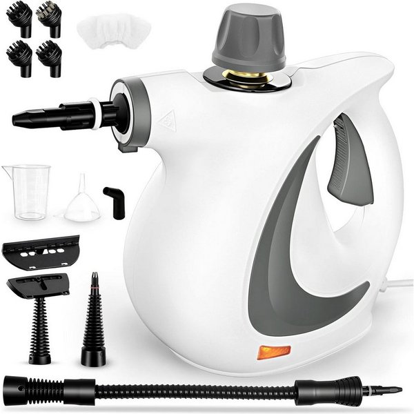 AKKEE Dampfreiniger Handdampfreiniger für das Haus Mehrzweck mit 12-teiligem Zubehör, 1050 W, Dampfreiniger für Böden, Küche, Fenster, Badezimmer und Auto