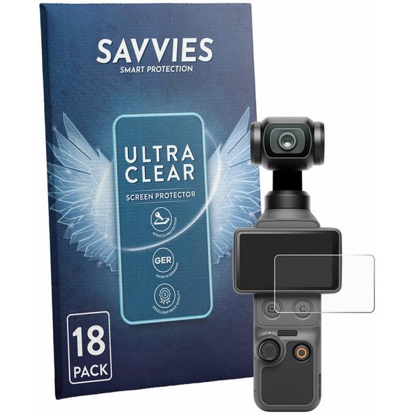 Savvies Displayschutzfolie Schutzfolie für DJI Osmo Pocket 4, 18 Stück, Displayschutz Schutz Folie Klar Transparent