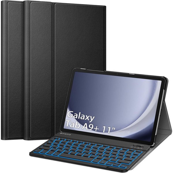Fintie Hülle für Samsung Galaxy Tab A11+ Plus 11" 2025/Tab A9+ Plus 11'' 2023 Tablet-Tastatur (Cover mit Abnehmbarer QWERTZ Layout Hintergrundbeleuchtung Tastat
