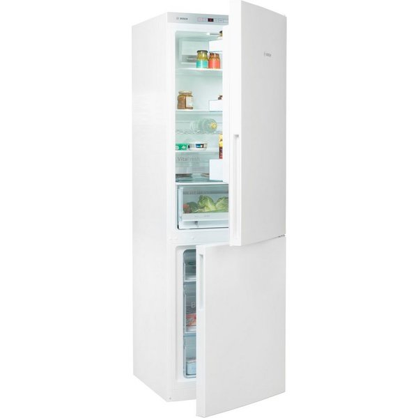BOSCH Kühl-/Gefrierkombination Serie 6 KGE36AWCA, 186 cm hoch, 60 cm breit, Low Frost, VitaFresh Schublade, Big Box, LED-Licht, Super Kühlen