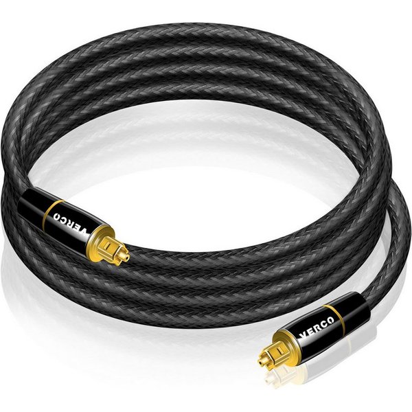 VERCO Digital Audio HiFi Kabel SPDIF LWL Optisches-Kabel, Toslink, (150 cm), F05 Standard Stecker Dolby TrueHD Dolby Digital 7.1 DTS kompatibel