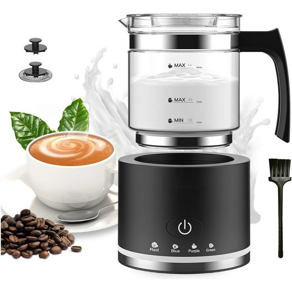 AKKEE Milchaufschäumer Elektrisch, 4 in 1 Milchschäumer für Heißer und Kalter, 500ml, 600 W