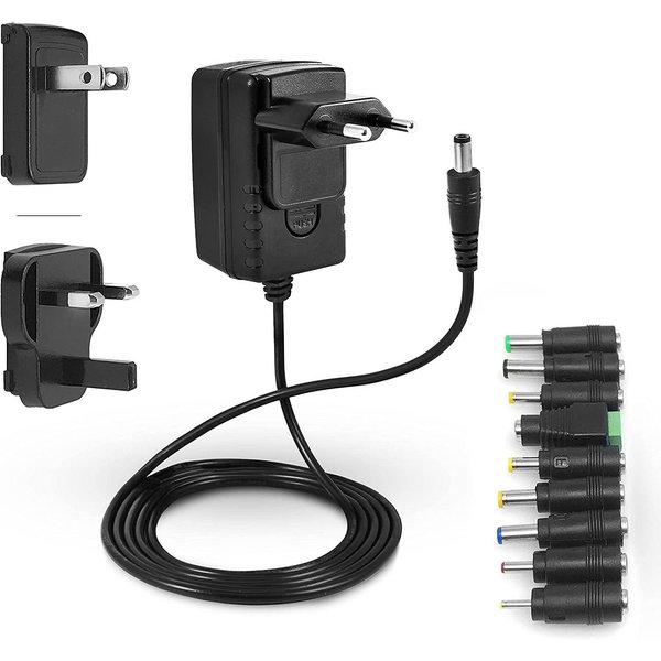 Leicke Netzteil 12V 2A Ladegerät 24W für LCD, WLAN Router,Hub,Scanner,Switch Netzteil (Kurzschluss-, Überspannungs- und Überhitzungsschutz, 9 Adapterköpfe)