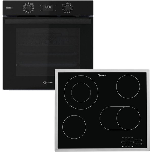 BAUKNECHT Backofen-Set BAKO 760 Steam, mit 1-fach-Teleskopauszug, Hydrolyse, GentleSteam – für ein saftiges Inneres und ein knuspriges Äußeres