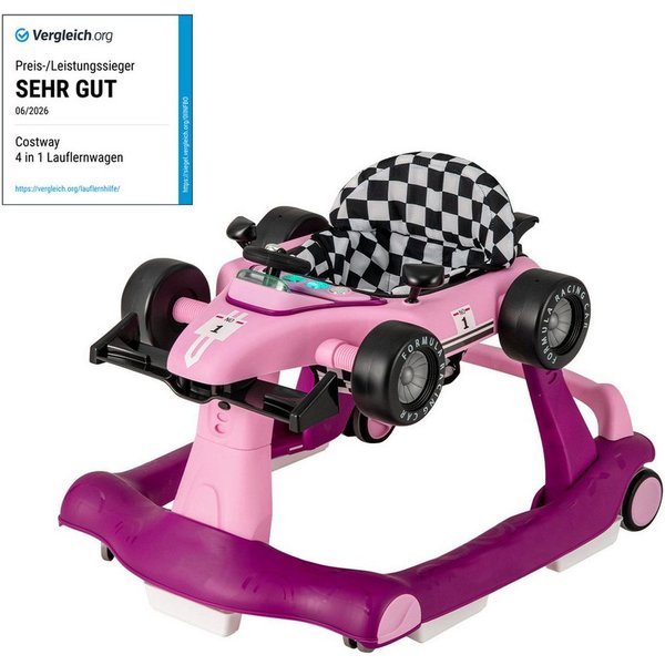 COSTWAY Lauflernhilfe 4 in 1 Lauflernwagen, mit Musik, Licht, ab 6 Monaten