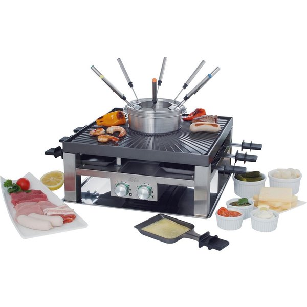 SOLIS OF SWITZERLAND Tischgrill COMBI-GRILL 3 IN 1, Fondue, Raclette, Grill, 2000 W