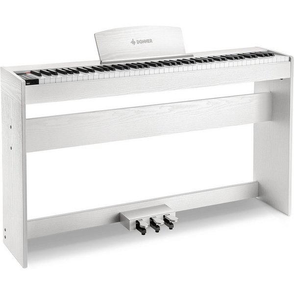 Donner Digitalpiano 88 Tasten gewichtete Tastatur 1000 Klangfarben Bluetooth DDP-50 LITE (Set, mit Notenständer, Dreifachpedal, Netzteil), Metronom, Aufnahme, T