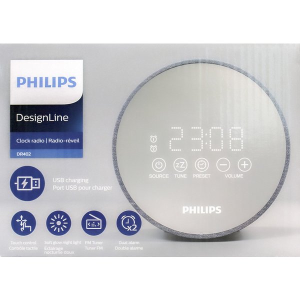Philips Radiowecker Philips TADR402/12 Radiowecker, Netzbetrieb, USB, grau