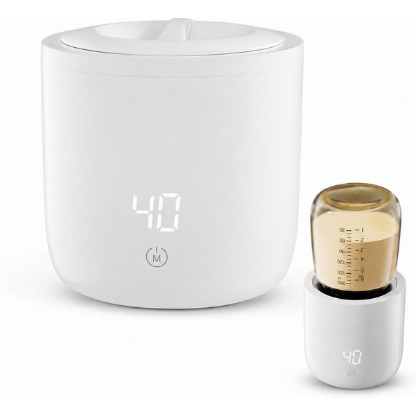 Lisabonde Babyflaschenwärmer Tragbarer Flaschenwärmer Baby Akku 5000mAh, Kabellos, 4 Temp-Stufen, Kabellos, 4 Temperaturstufen, IPX6 Wasserdicht, 60W Schnellhei