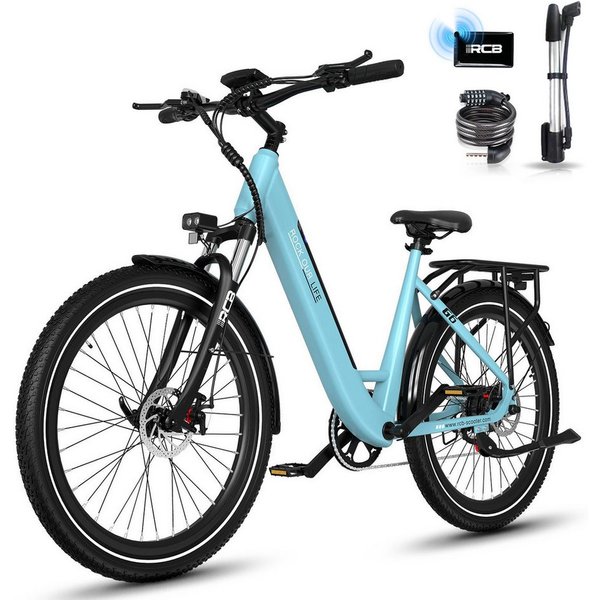 RCB E-Bike Pedelec G6 für Stadt und Gelände,27,5 Zoll Damen Elektrofahrrad,13Ah,80-120 km, 7 Gang, Kettenschaltung, Heckmotor, 468 Wh, APP&NFC, ebike Damen, Dre