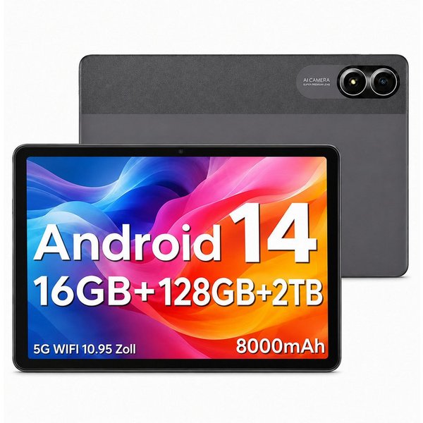 VASOUN TAB15 Lite Tablet 11 Zoll,128 GB,8000 mAh Akku mit 18W Schnellladung Tablet (11", 128 GB, Android-Betriebssystem, ( 5G WiFi13MP,FHD Display,zwei Lautspre