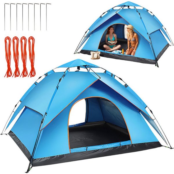 AKKEE Kuppelzelt Automatik-Strandmuschel 3–4 Personen, wasserdicht und UV-beständig, Personen: 3, Pop Up Campingzelt 200 x 200 x 130 cm