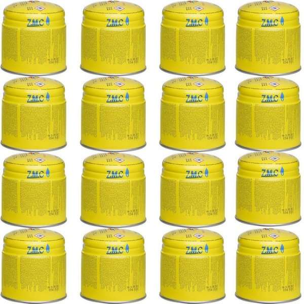 ZMC Gaskartusche 16x Butan Gas Kartusche 190g Anstechkartusche Propangas Gaskartusche, Zubehör für Campingkocher/Bunsenbrenner/Campinggas Typ: C200, EN417, Gask