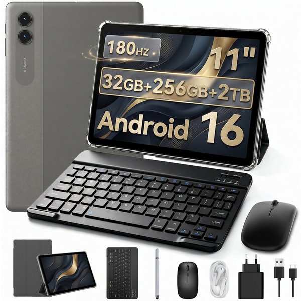 KOBONA T70 11 Zoll Android 16 256GB mit Tastatur & Stift Tablet (Android 16, 90Hz, 8000mAh, octa-core, 32(8+24)GB, Gemini KI)
