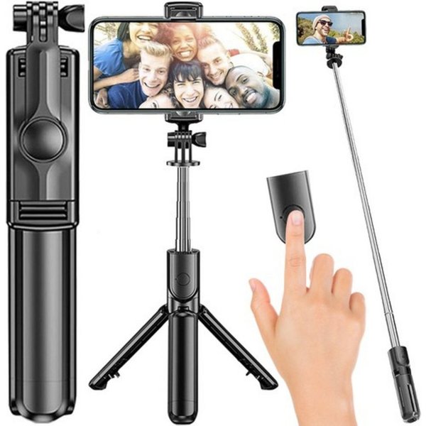 IZOXIS Selfie-Stick Fotostativ Fotostick Fernbedienung, 360° drehbarer Halter für Smartphones im Hoch- oder Querformat