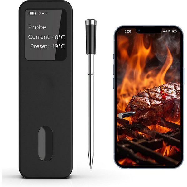 TUWENA Bratenthermometer Fleischthermometer mit intelligenter Basisstation, kabelloser Sonde, 1-tlg.