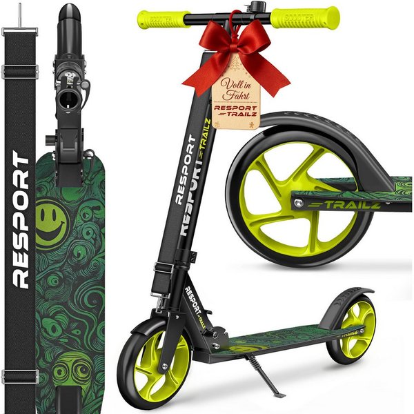 RE:SPORT Cityroller RE:SPORT® Trailz Cityroller Scooter inkl. Tragegurt und Klingel 200mm, (Scooter höhenverstellbar & klappbar, Kinderroller große Räder Kicksc