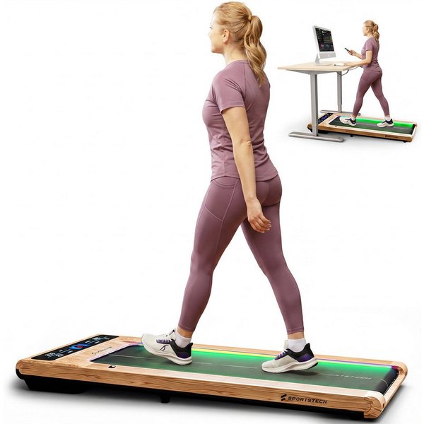 Sportstech Laufband sWalk, bis 8 km/h, Steigung 7,5%, Trainingsprogramme, LED Tempolicht