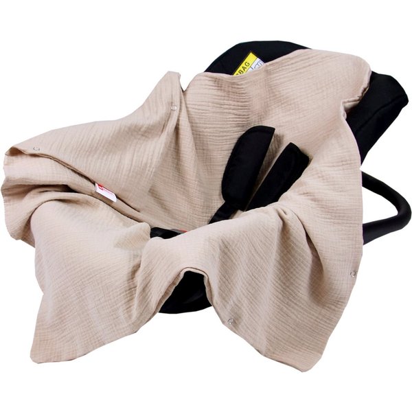 BabyLux Babyschale Einschlagdecke Babyschale Autositz Babydecke 80x80 cm aus Musselin, Beige_80x80