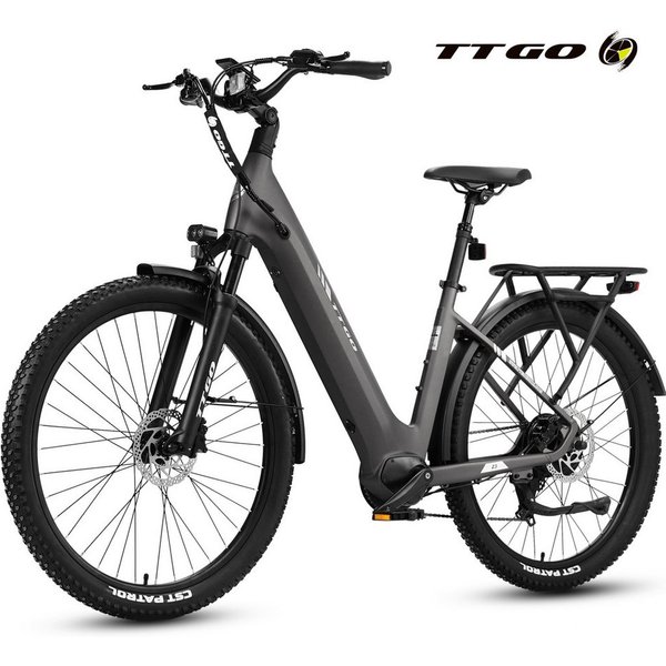 TTGO E-Bike Cityrad 28 Zoll, 70Nm, Drehmomentsensor, max. 120km, Federsattelstütze, 7 Gang SHIMANO, Kettenschaltung, Heckmotor, 720 Wh, 5 Stufen, Farbdisplay, E