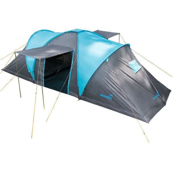 Skandika Kuppelzelt Hammerfest 6, Campingzelt mit 2 Schlafkabinen, Personen: 6 (Schlafkabinen mit Moskitonetz und eingenähtem Zeltboden), Loser Zeltboden, Farbi