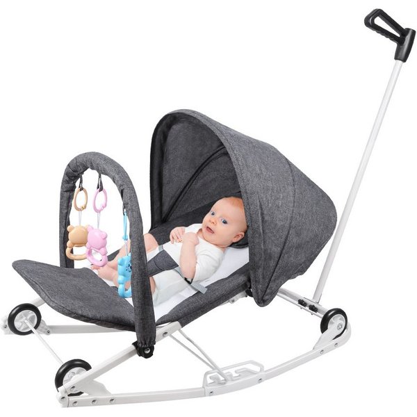 JEOBEST Babywippe 2 in 1 Kinderwagen Babyliege mit Spielbügel, Anti-Rutsch-Elemente, ab der Geburt bis 9kg