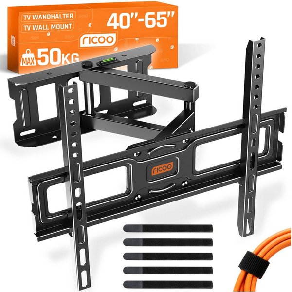 RICOO TV-Wandhalterung TV Wandhalter schwenkbar neigbar ausziehbar S5144, (bis 65 Zoll, VESA 200x200 bis 400x400, 1-tlg., 50 Kg Tragkraft, 102-165cm (40-65 Zoll